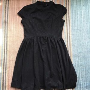 Black zip up dress with paisley embroidery